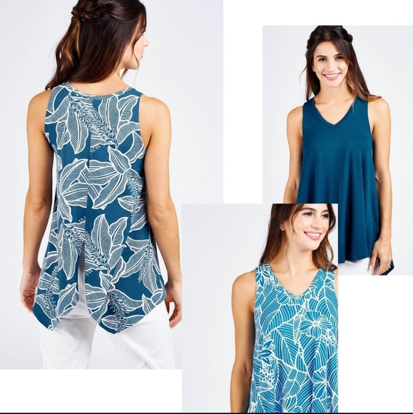 Always A.line Hawaii Slit Back Tank Top - Hawaiian Print - Small - Picture 1 of 7